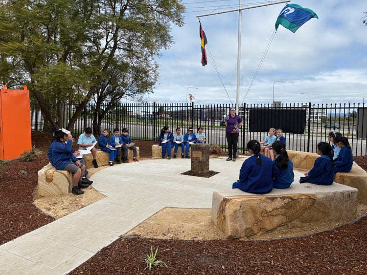 Children in an outdoor learning area